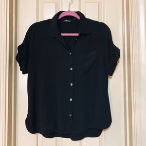 Madewell Daily Drapey Shirt, black, size small
